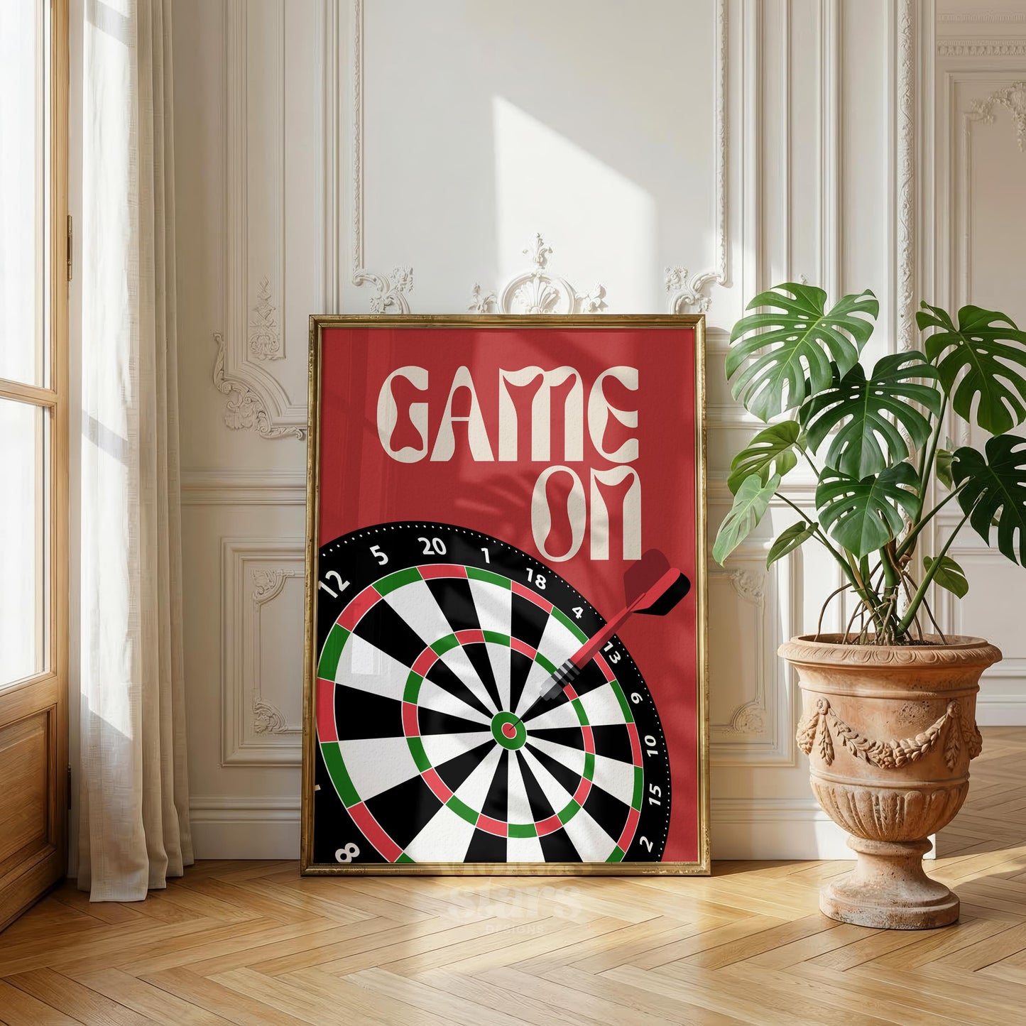 Game On Darts Board Art | Retro Man Cave Games Room Decor | Digital Download