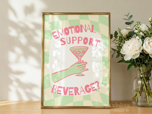 Emotional Support Beverage | Dopamine Decor Artwork | Digital Download