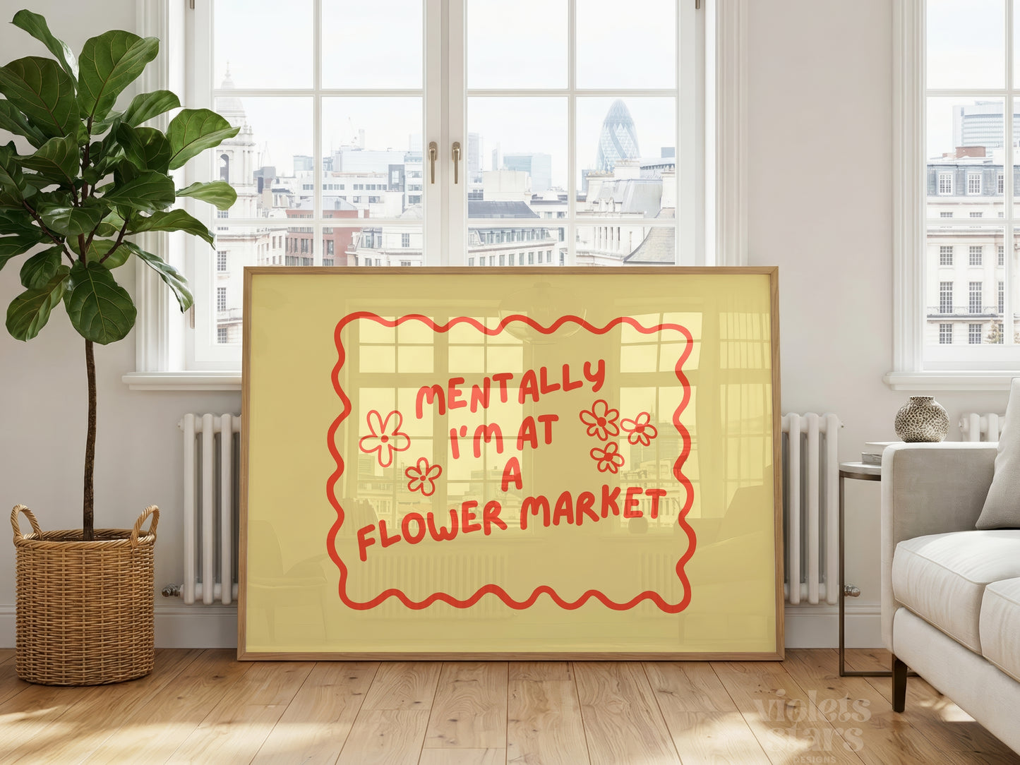 Mentally I'm at a Flower Market | Dopamine Decor Wall Poster | Yellow / Red