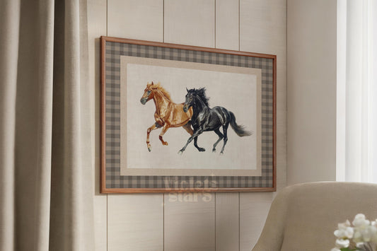 Wild Horses Print | Neutral Farmhouse Decor Poster