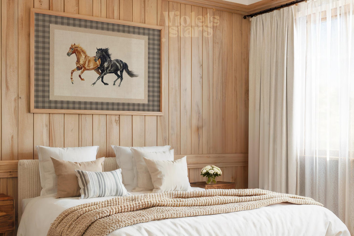 Wild Horses Print | Neutral Farmhouse Decor Poster
