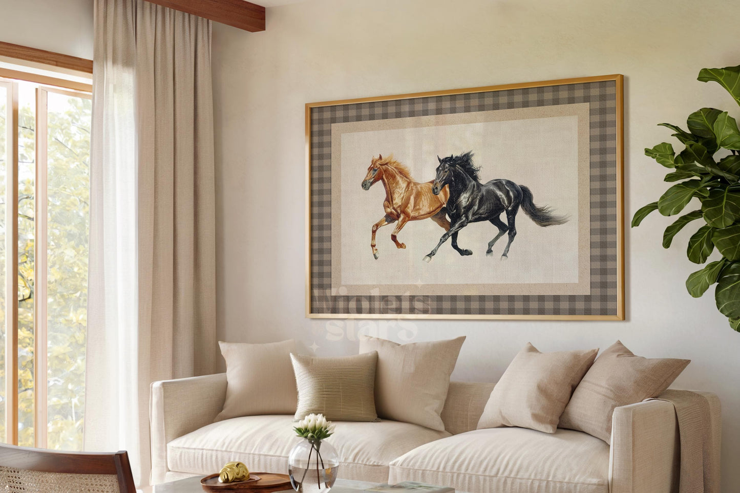 Wild Horses Print | Neutral Farmhouse Decor Poster