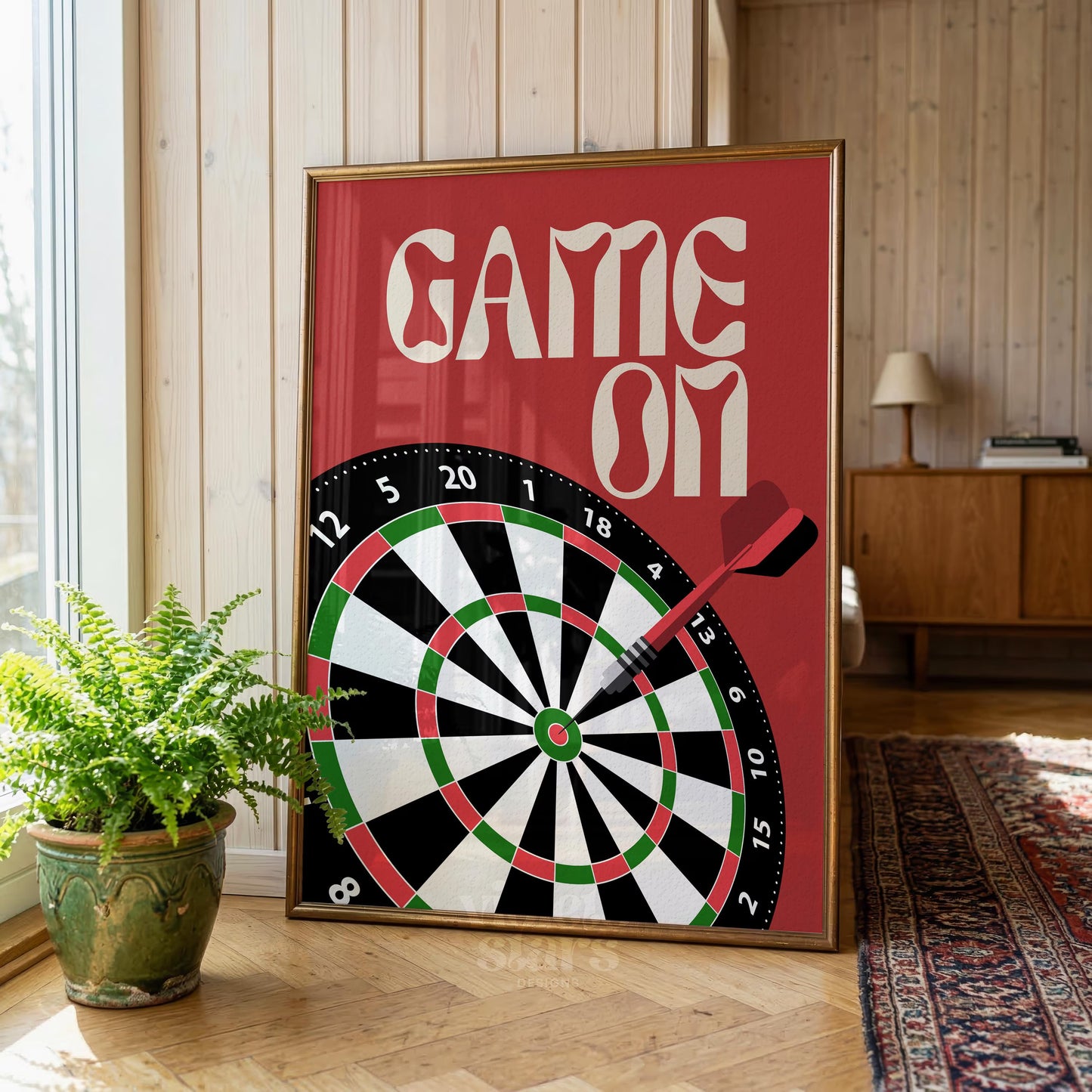 Game On Darts Board Art | Retro Man Cave Games Room Decor | Digital Download