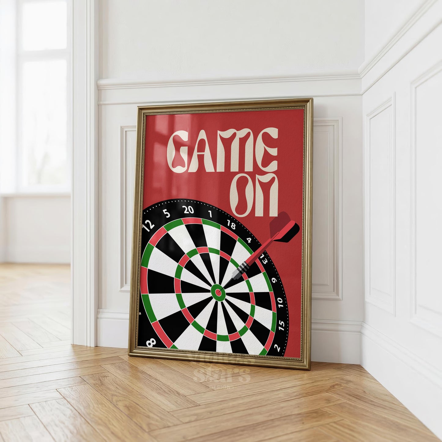 Game On Darts Board Art | Retro Man Cave Games Room Decor | Digital Download