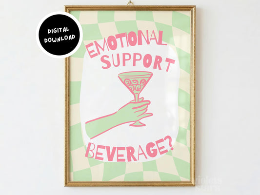 Emotional Support Beverage | Dopamine Decor Artwork | Digital Download