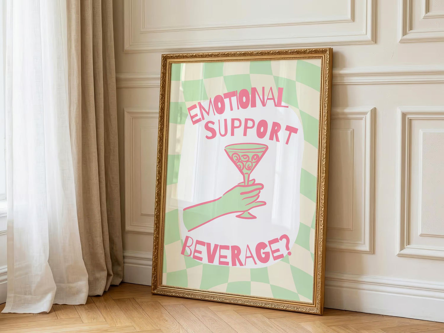 Emotional Support Beverage | Dopamine Decor Artwork | Digital Download