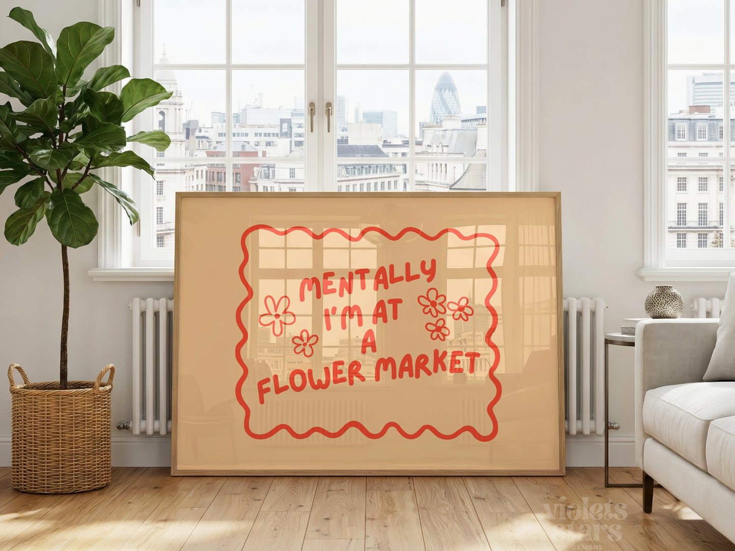 Mentally I'm at a Flower Market | Dopamine Decor Wall Poster | Orange / Red