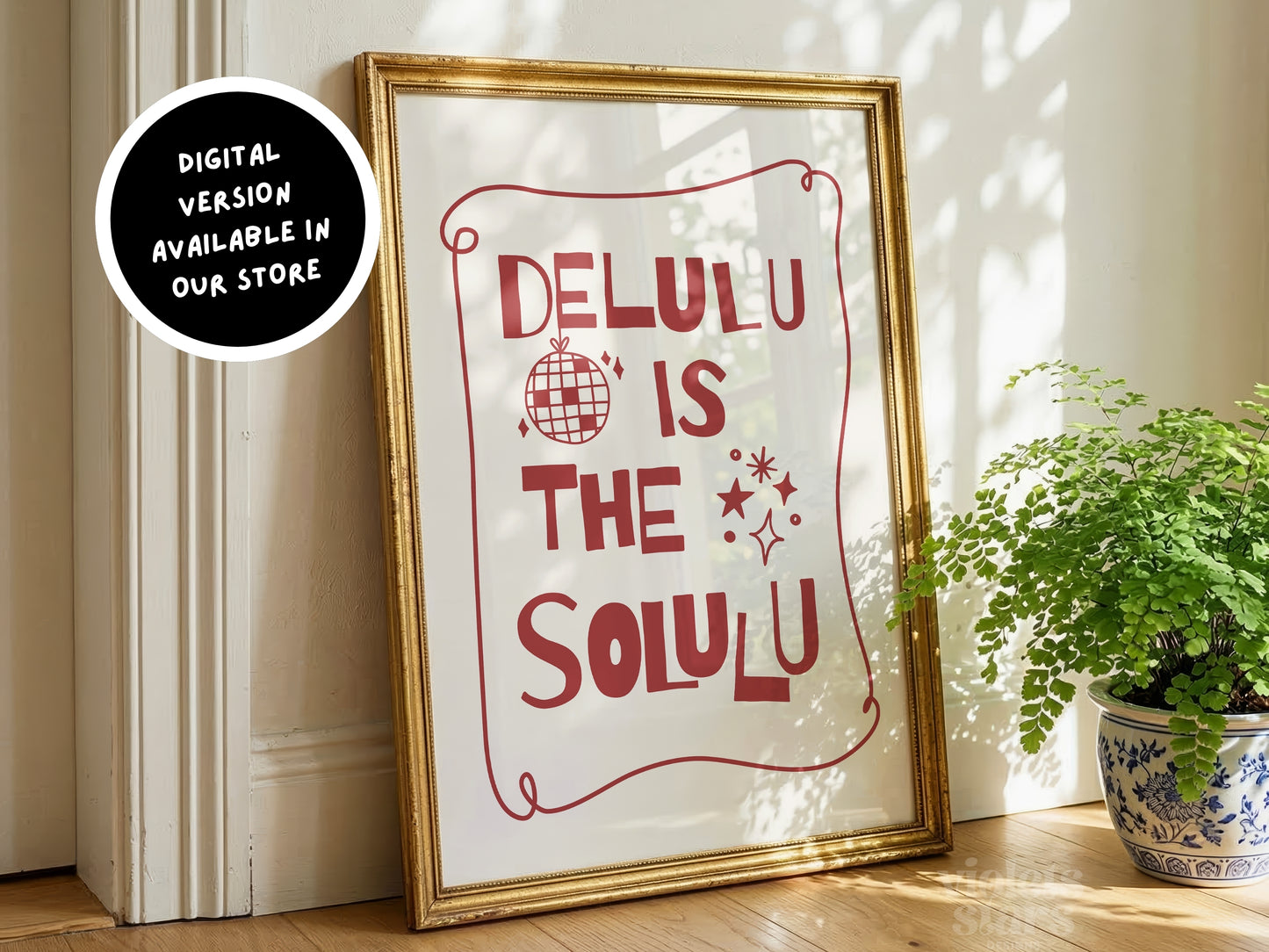 Delulu is the Solulu Quirky Wall Poster | Red