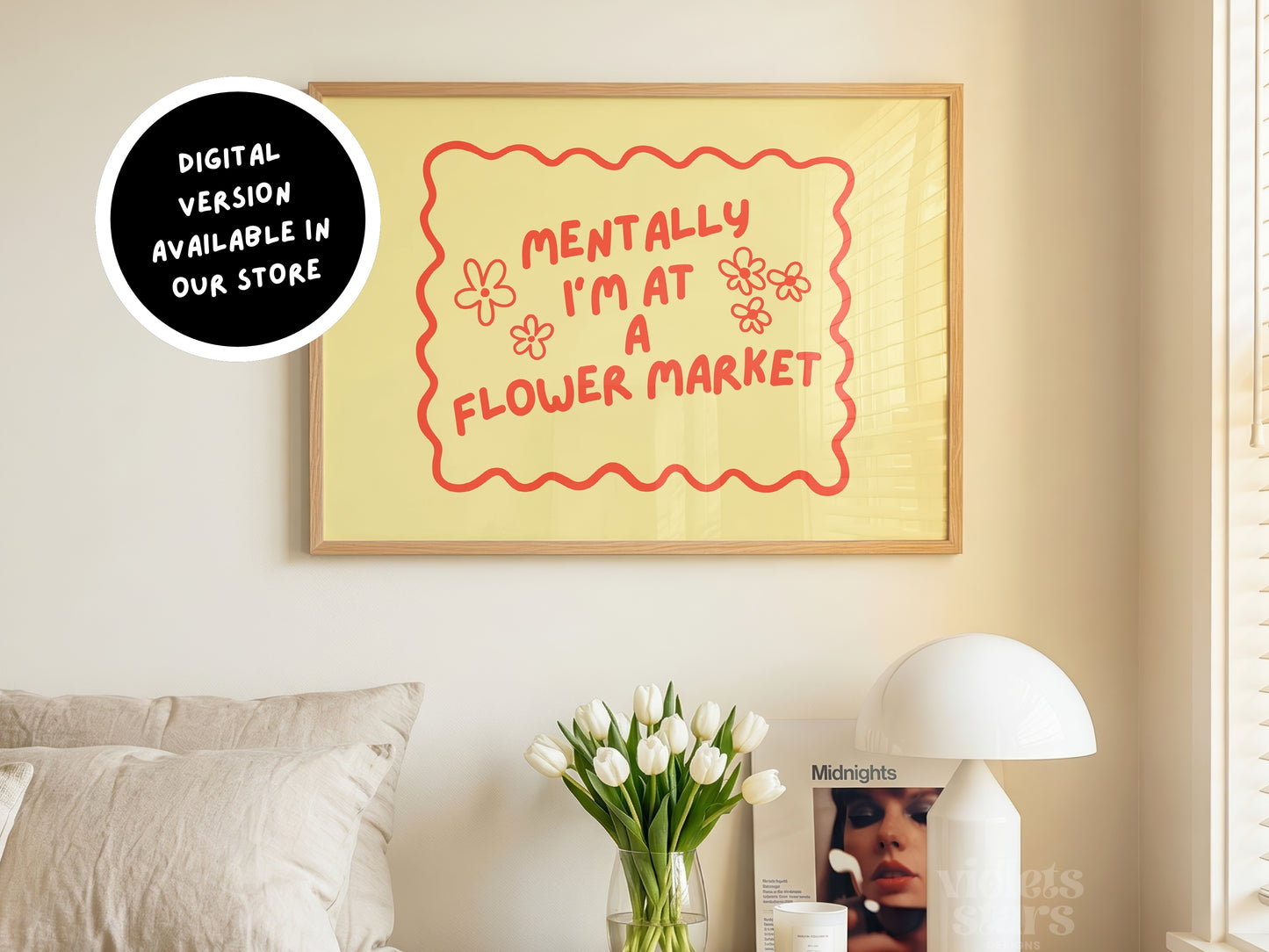 Mentally I'm at a Flower Market | Dopamine Decor Wall Poster | Yellow / Red