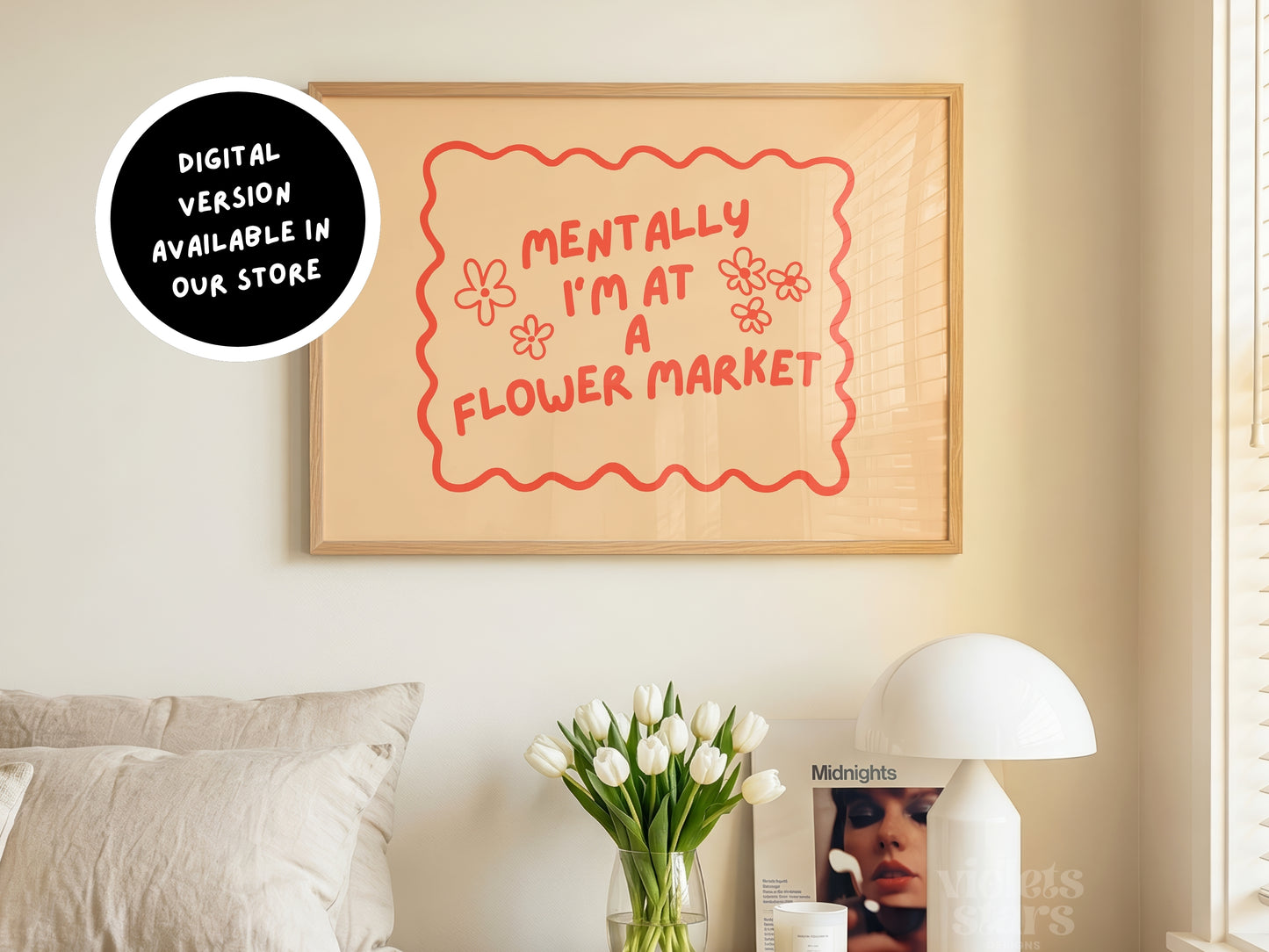 Mentally I'm at a Flower Market | Dopamine Decor Wall Poster | Orange / Red