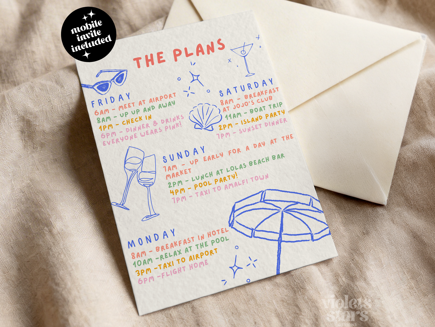 Italian Hen Weekend ,Summer Bachelorette Party | Canva Invitation Template | Digital Download