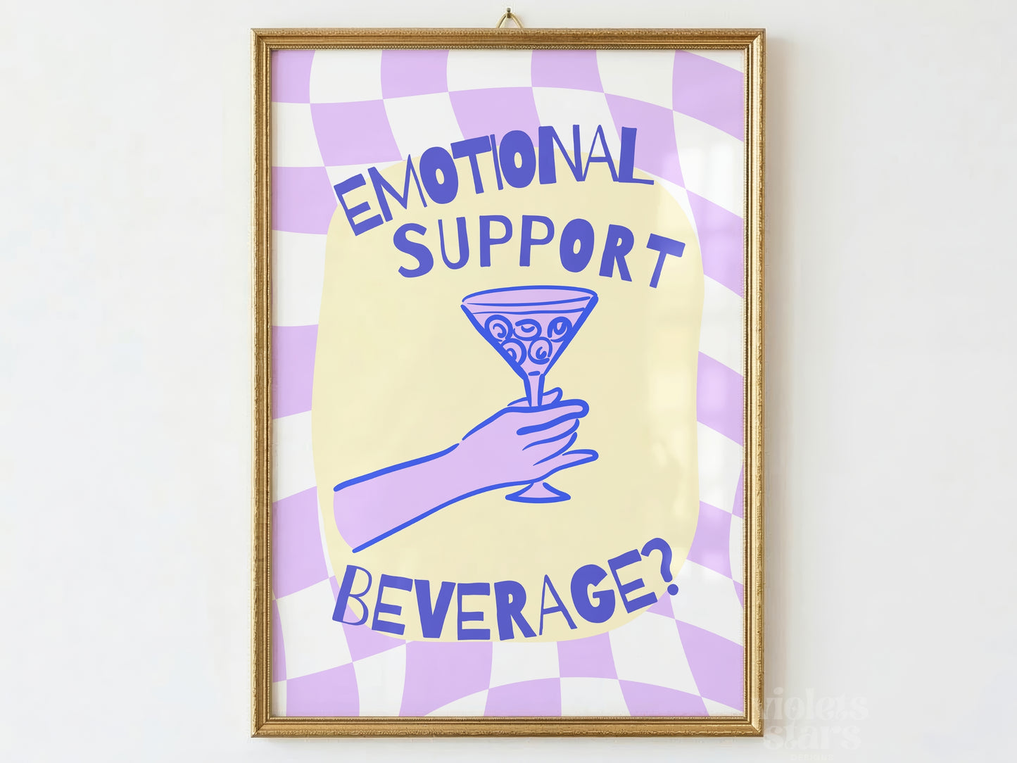 Emotional Support Beverage, Fun Drinks Poster | Dopamine Wall Art | Lilac