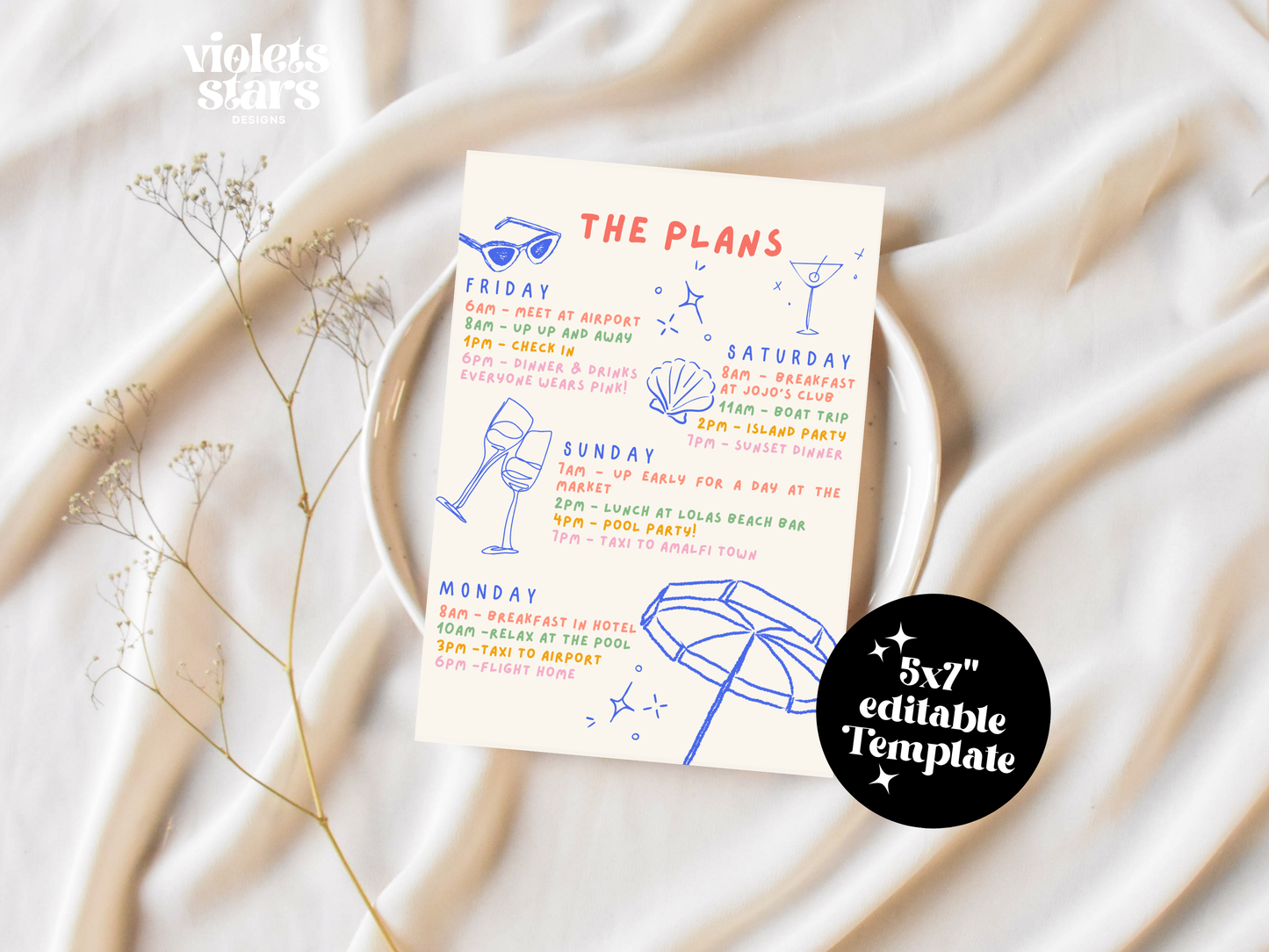 Italian Hen Weekend ,Summer Bachelorette Party | Canva Invitation Template | Digital Download