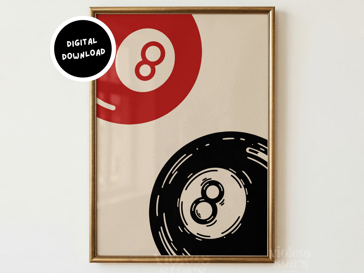 Retro 8 Ball Wall Art | Digital Download