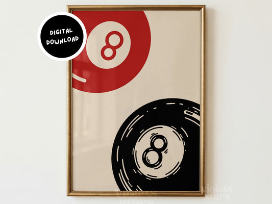 Retro 8 Ball Wall Art | Digital Download