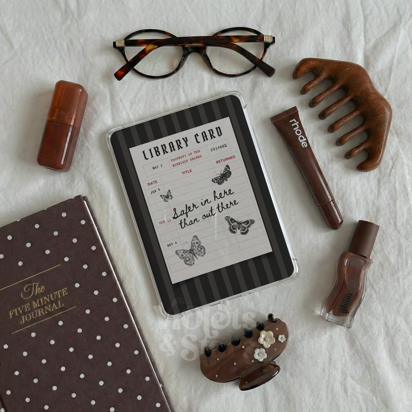 Gothic Library Card Printable Kindle Insert | Whimsigoth E Reader Inlay | Digital Download