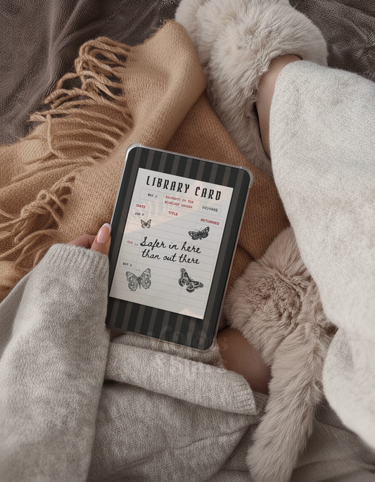 Gothic Library Card Printable Kindle Insert | Whimsigoth E Reader Inlay | Digital Download