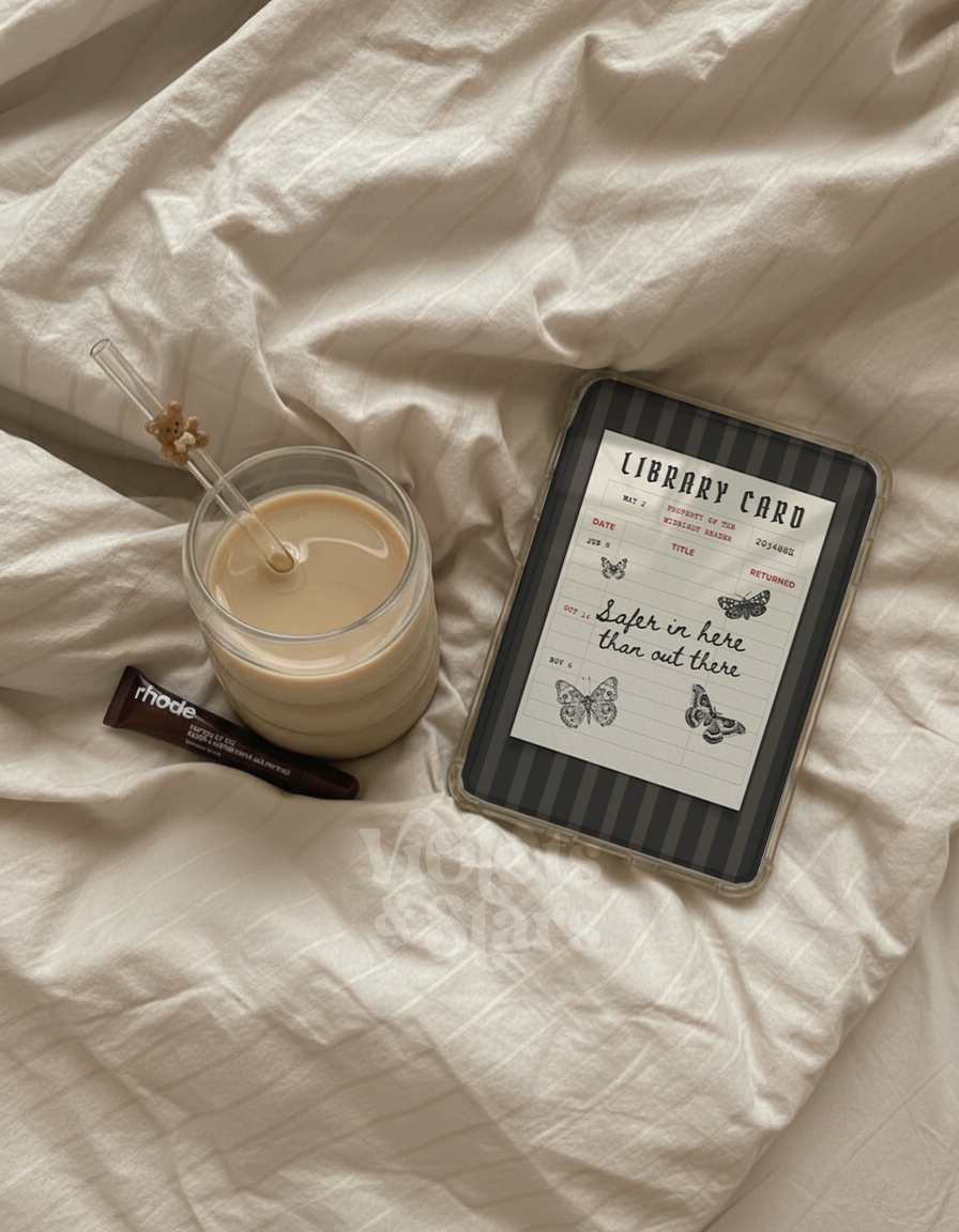 Gothic Library Card Printable Kindle Insert | Whimsigoth E Reader Inlay | Digital Download