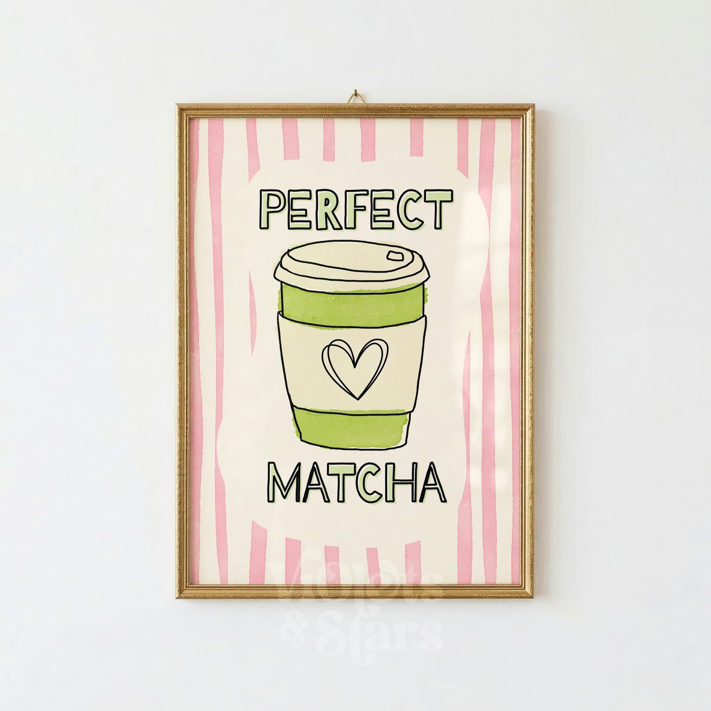 Pink Perfect Matcha Kitchen Wall Poster | Dopamine Decor Colourful Kitchen Gallery Wall Art